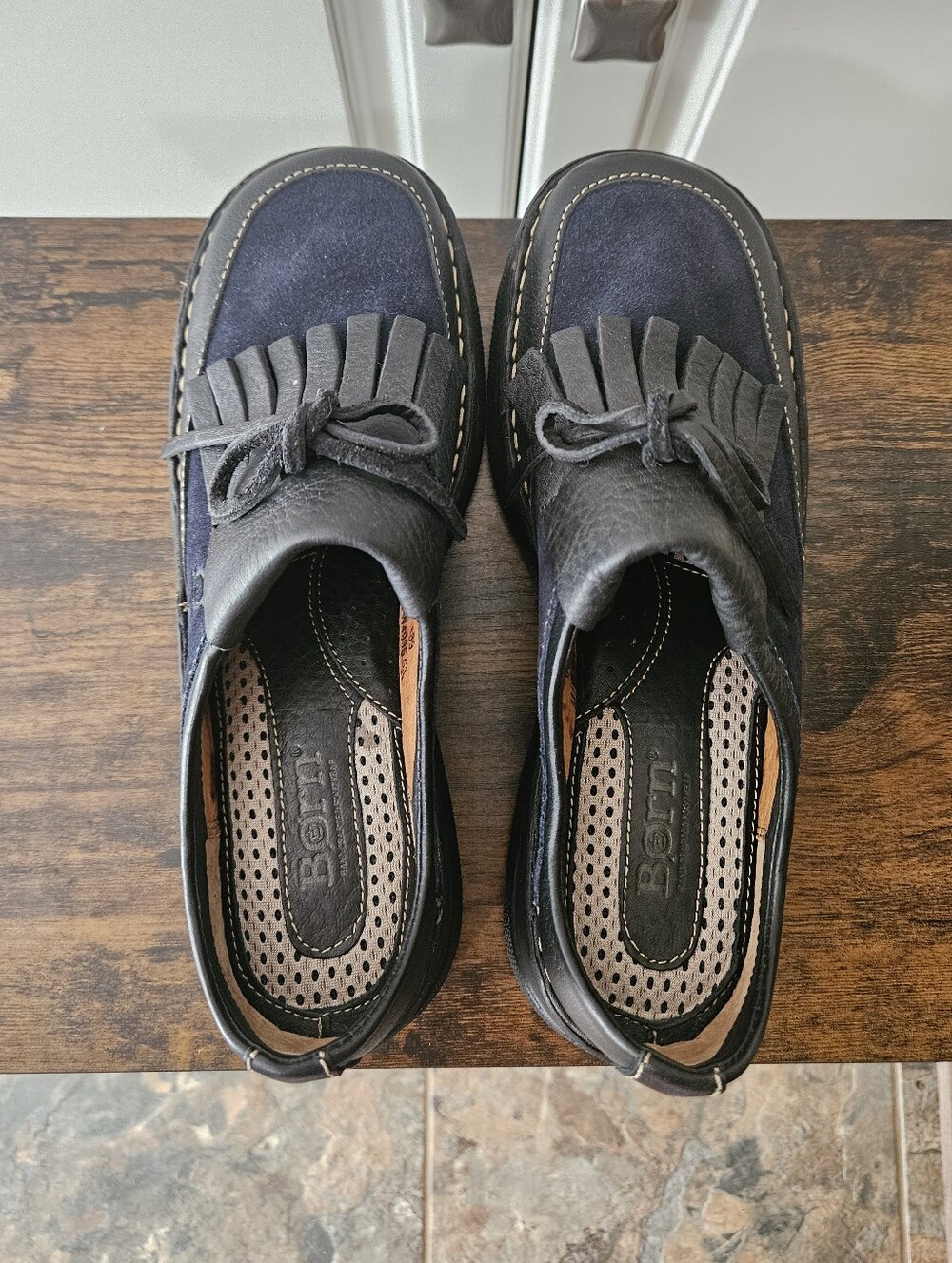 VTG Born Y2k 90s Alt Grunge Goth Witchy Fringe Kiltie Bow Leather Suede Loafers - Picture 5 of 8